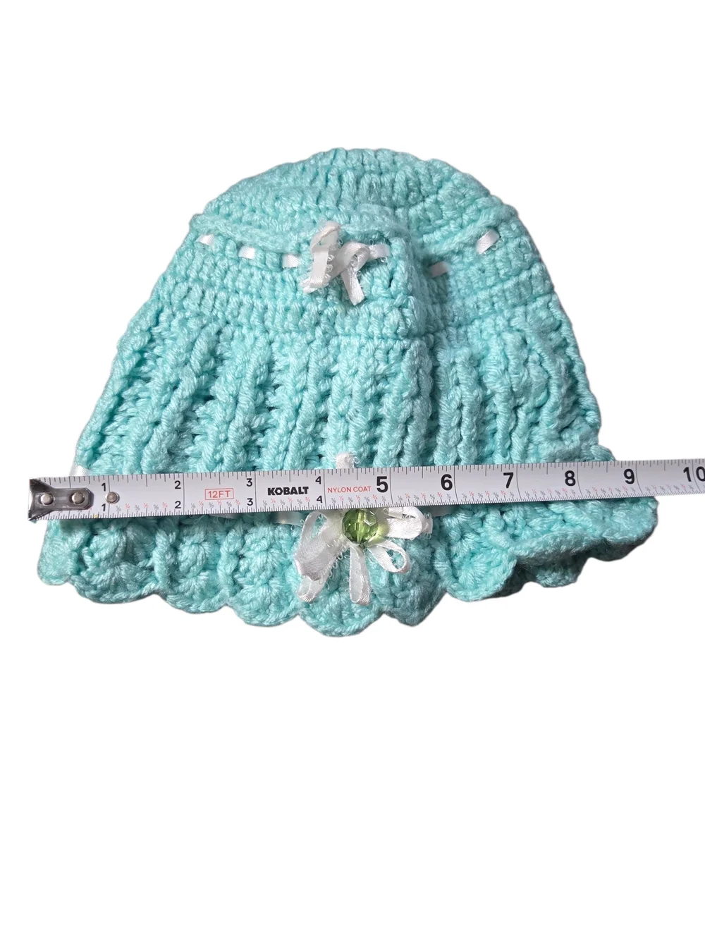 Handmade Light Blue Crochet Sun Hat for Girls